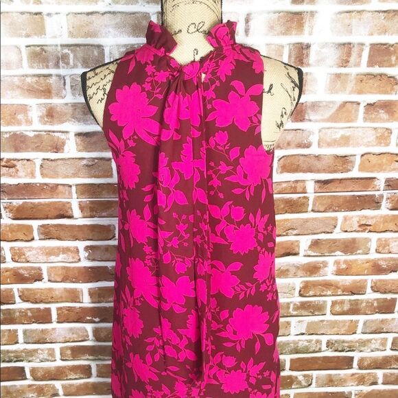 Gibson Pink Brown Flower Petite Dress Size PXS - Picture 3 of 10